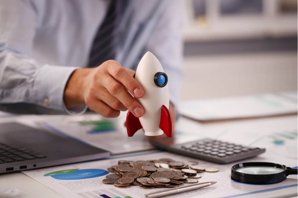 Entrepreneur launching startup investment strategy