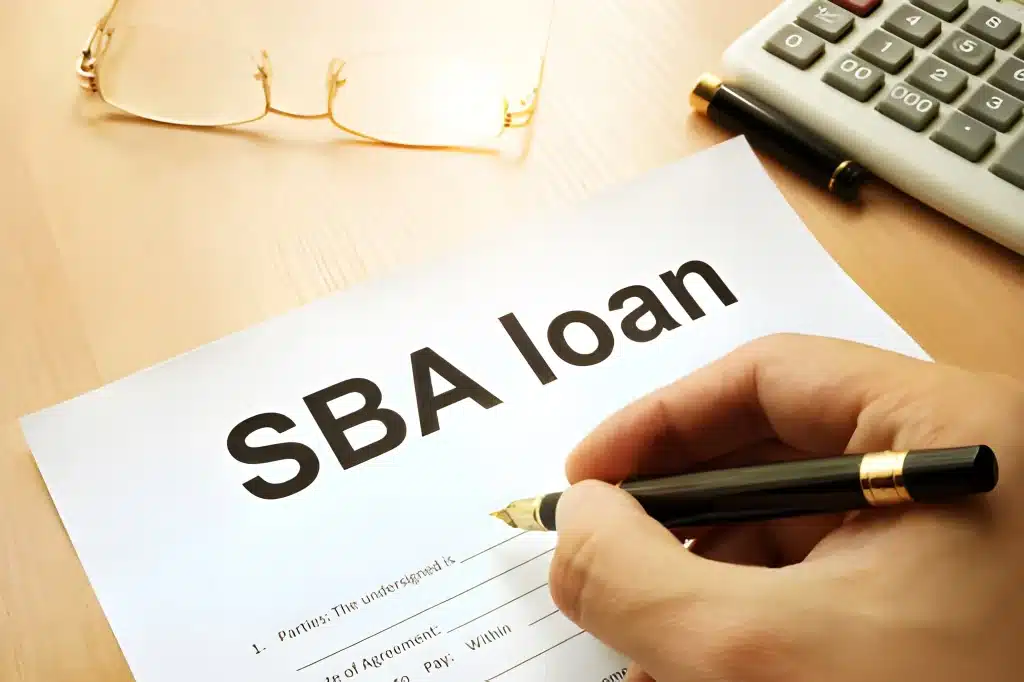 SBA loan form on a table