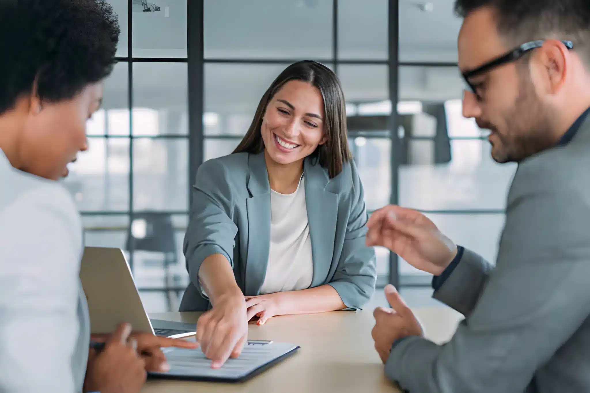 Business people signing a contract